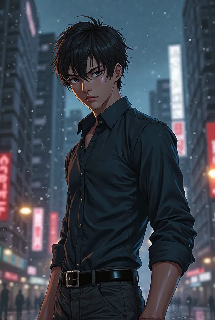 What would Seon Jin Woo look like from the anime "leveling up alone" if I were a real person? 