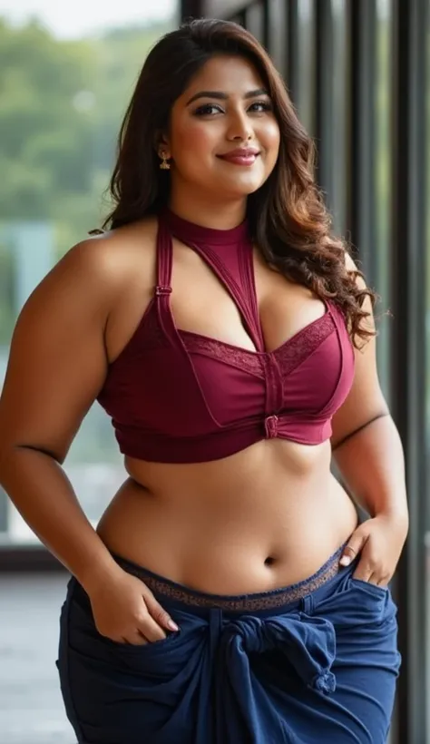 Blonde plus size model in a beautiful,Ojya Dark Brown Hair, loosy hair,negligee posing Standing with one leg in front of the other,model Chin down, looking up at camera, with one leg crossing in front of the other. For three-quarter  her hands could be in ...