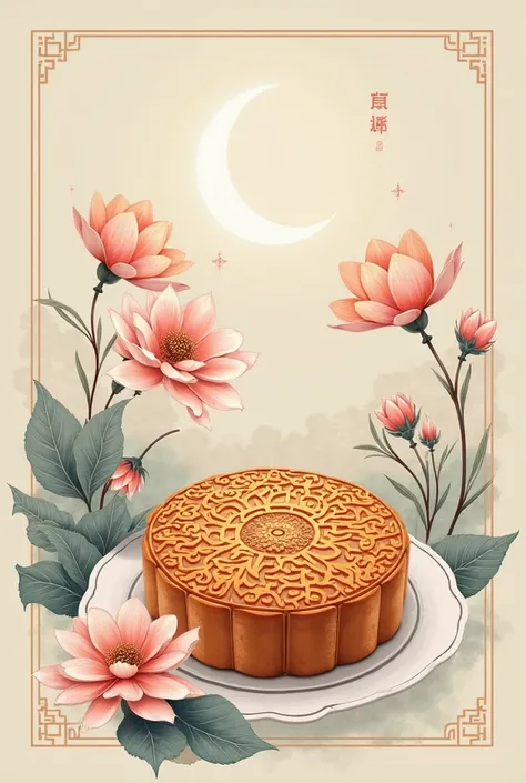 moon cake and flower label