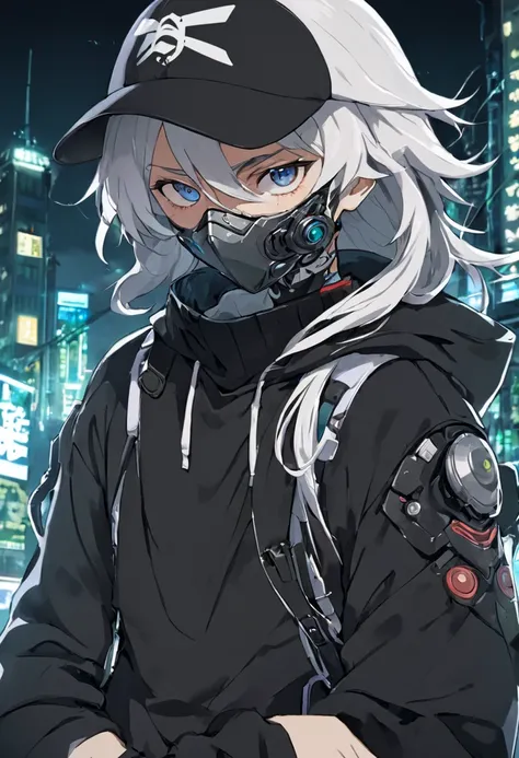 Wearing a hoodie with two eyeglass lenses sewn into the white mask on the hood,  a detailed painting by Jin Homura, pixiv, shin hanga, highly detailed face,  face Ahegao , ( (  extreme details ) ), biomechanical oppai,  but the armor covers your face  , St...