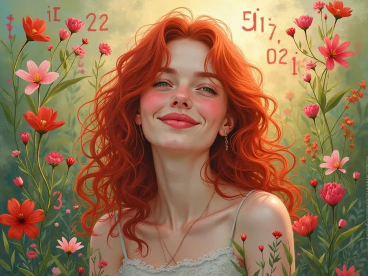 draw me picture of redhead spring in happy excerpt of a mourner quoted in red numbers