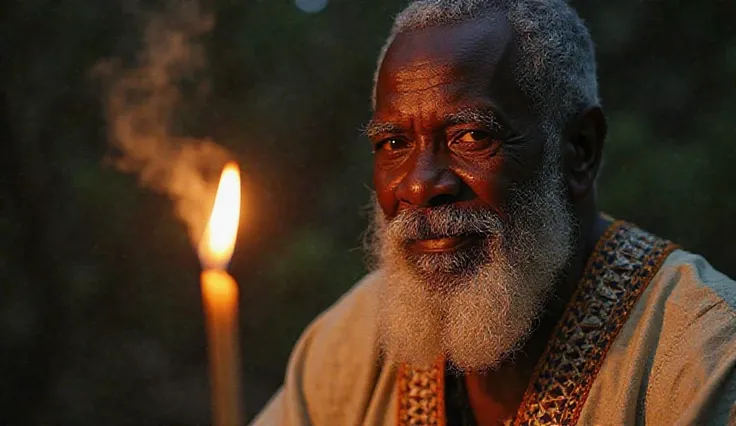 A Sudden Wind Blowing Out a Candle – A visual metaphor for Baba Kunle's fading courage.
Baba Kunle is a wise, elderly African man with deep brown skin, a neatly trimmed beard, and kind but tired eyes. He wears a traditional agbada with intricate embroidery...