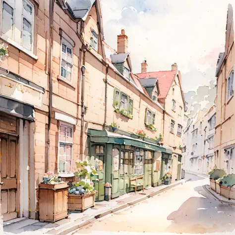 watercolor of quint british street