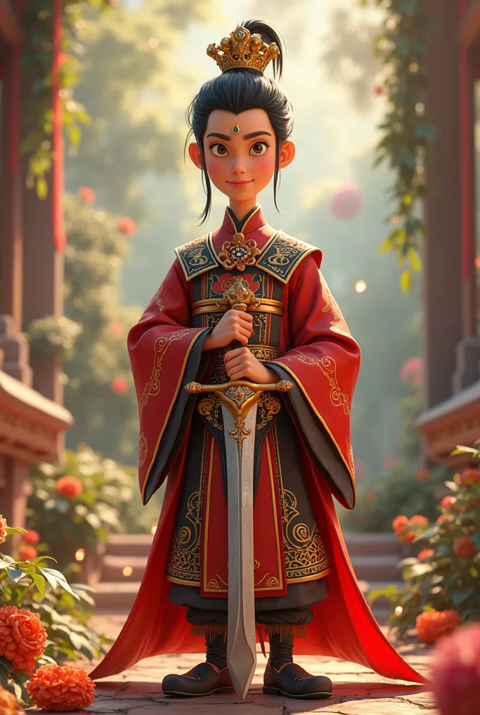 
136 / 5.000
A character recreated in the style of Disney and Pixar. He wears the costume of the Hung Kings of Vietnam, his right hand tightly holding an ancient sword.