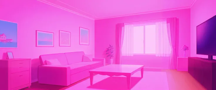 ((beautiful room, living room, Cute room)), kawaii ,Women's House , Pink pastel rone