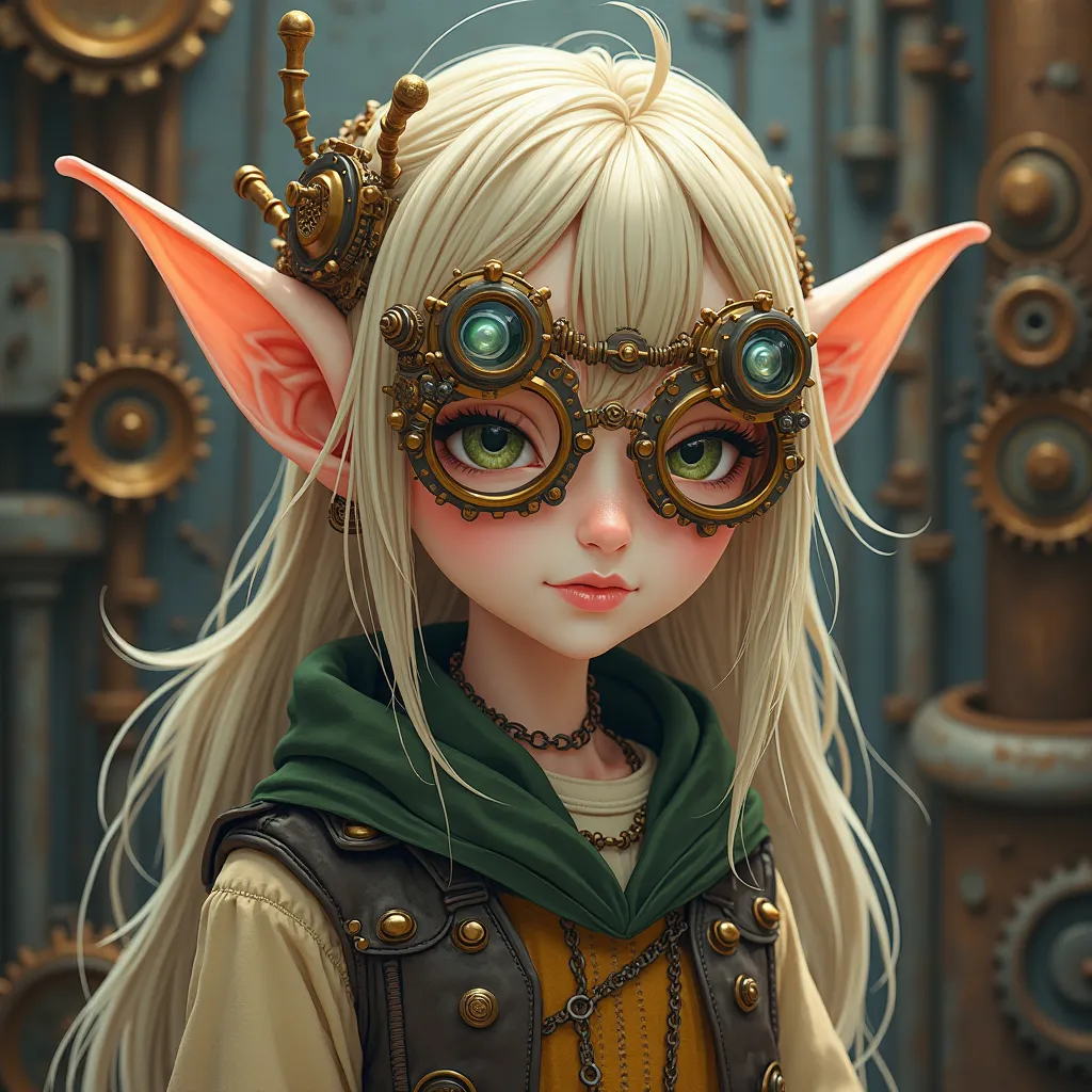 Steam punk elf in steam punk anime glasses