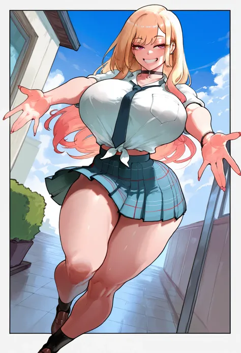 1girl, kitagawa marin, sono bisque doll wa koi wo suru
\\\\\ masterpiece, best quality, newest ///// , nyantcha, , sxy5tyle, cutesexyrobutts, omone hokoma agm \\\\\ thin waist, solo, cropped legs,, dutch angle, sky, clouds, outside border, big breasts, dar...