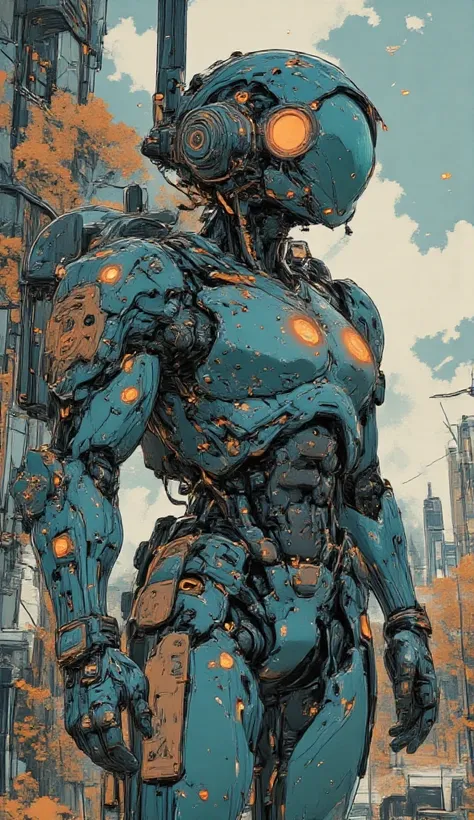 A drawing of a robot with lots of different colored parts, concept art：Josetsu, Tumbler, chest, Samus aran fanart, doom guy resembling Samus, Samus aran, Samus, video game fan art, Metroid,  Nintendo Game Art ,  Vibrant Fanart , Samus aran bioorganic varia...