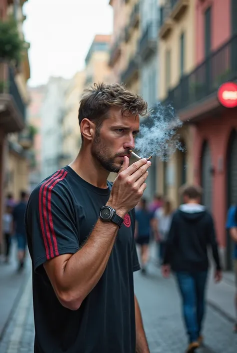 Wojciech Szczęsny in Barcelona smoking cigarete