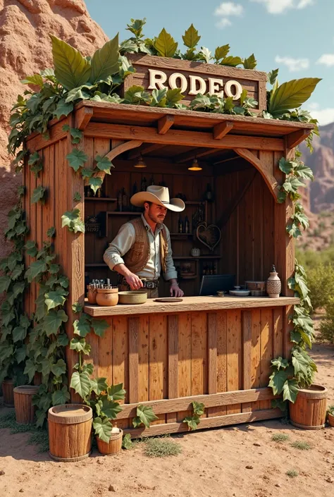 Make a booth with rodeo theme and with the use of indigenous materials like leaves