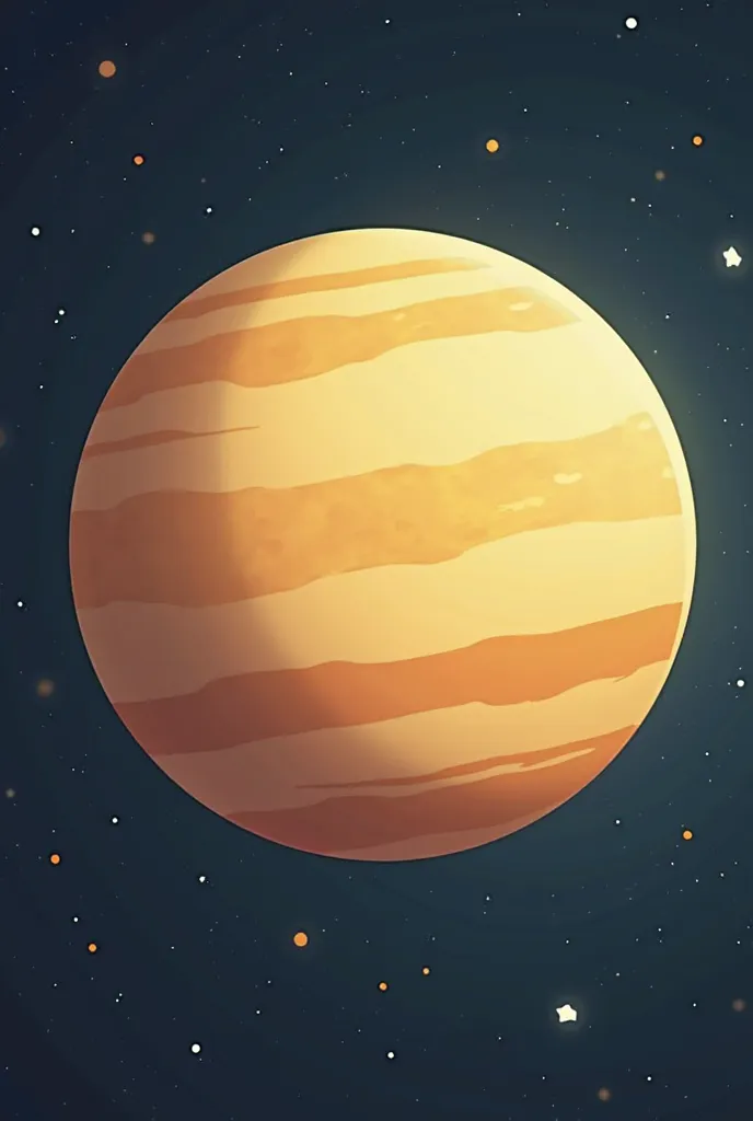 In cartoon space close-up: the planet Venus is yellow-white in color with a smooth surface, only small stars nearby