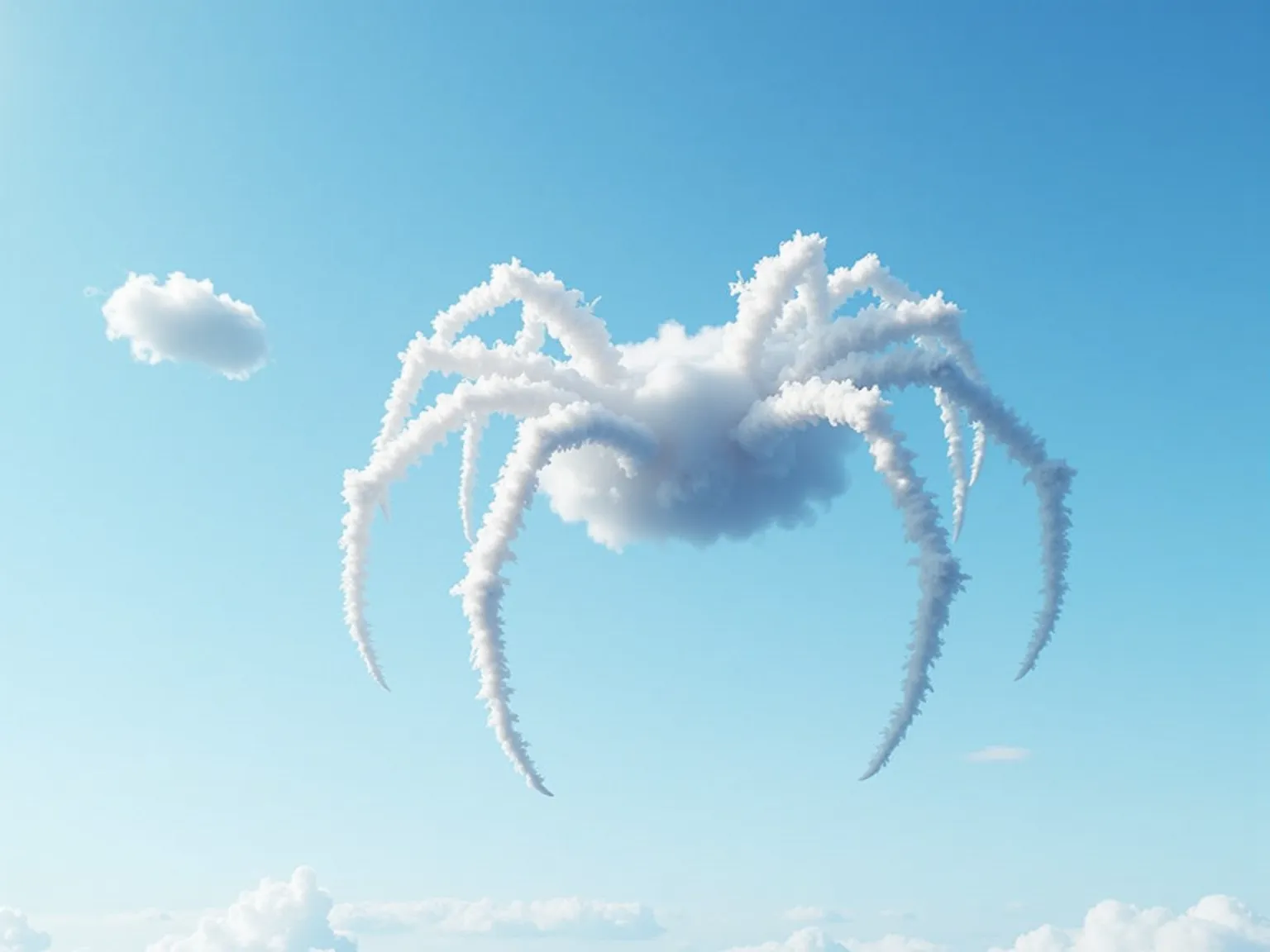 One cloud in the sky is a spider-shaped cloud