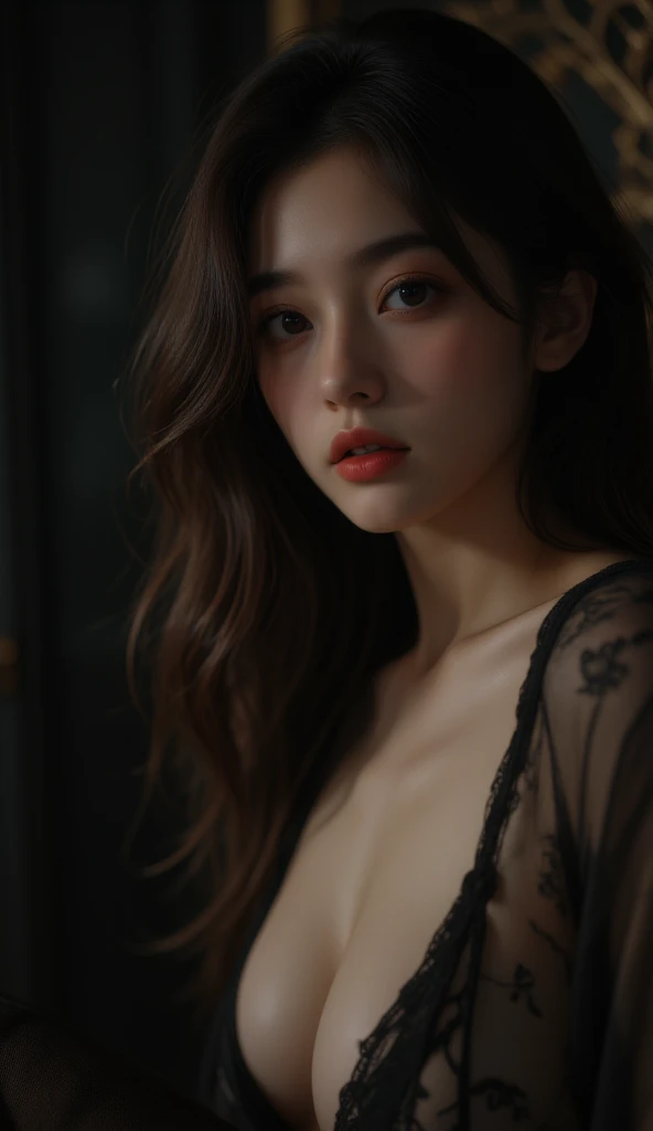 ((( Full Bare )))、  charming, , obscene,   mature women,   charming的身体线条   , ((     detailed facial features     ,     Open Your Mouth , )),    dramatic lighting   ,  actual ,  8,000,     cinematic composition  ,   Dark Melancholy Atmosphere    ,     Drama...