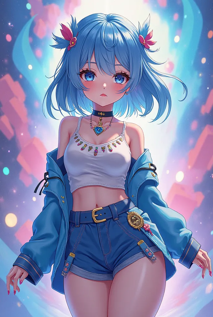 Create an anime person blue, make it look like kiiri from irisé an kpop anime gg