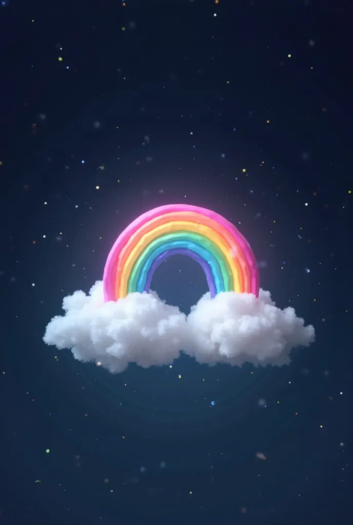  Just an isolated cloud in the sky a beautiful rainbow on a white cloud logo design white blue purple beautiful rainbow dark background small and centered 