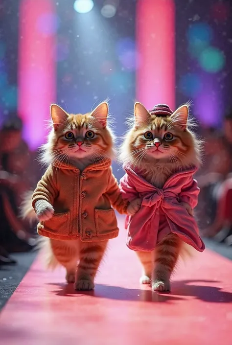 Cute cat couple pic fashion show 