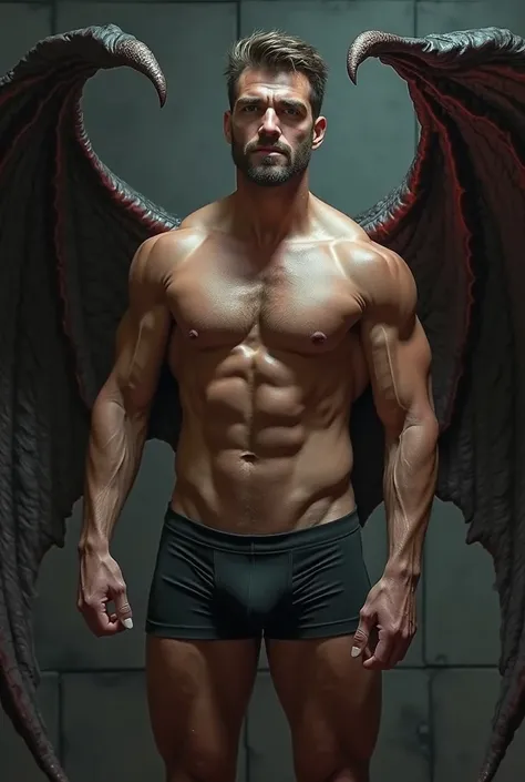 Handsome Guy in underpants with demon wings