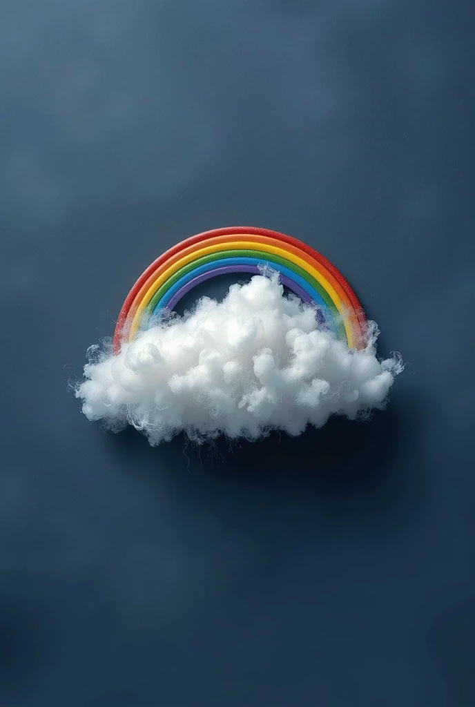  Just an isolated cloud in the sky a beautiful rainbow on a white cloud logo design white blue purple beautiful rainbow dark blue background small and centered 