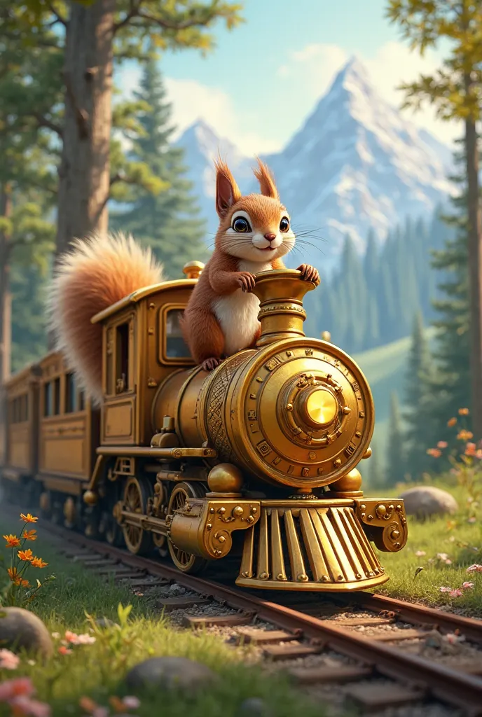 Squirrel conducting a gold train 