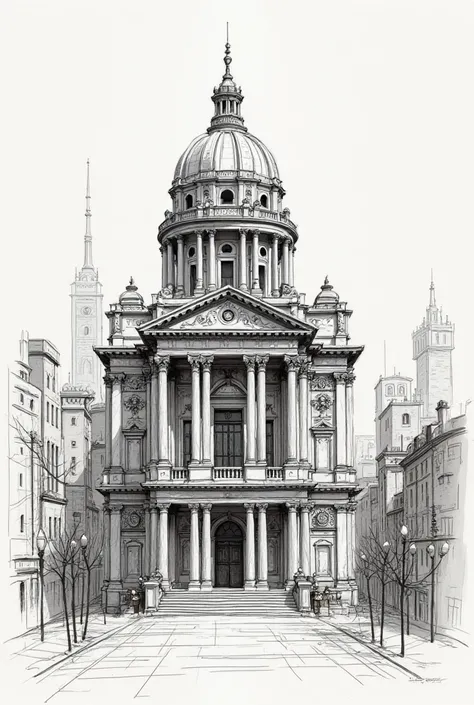 Sketch of a historical building 