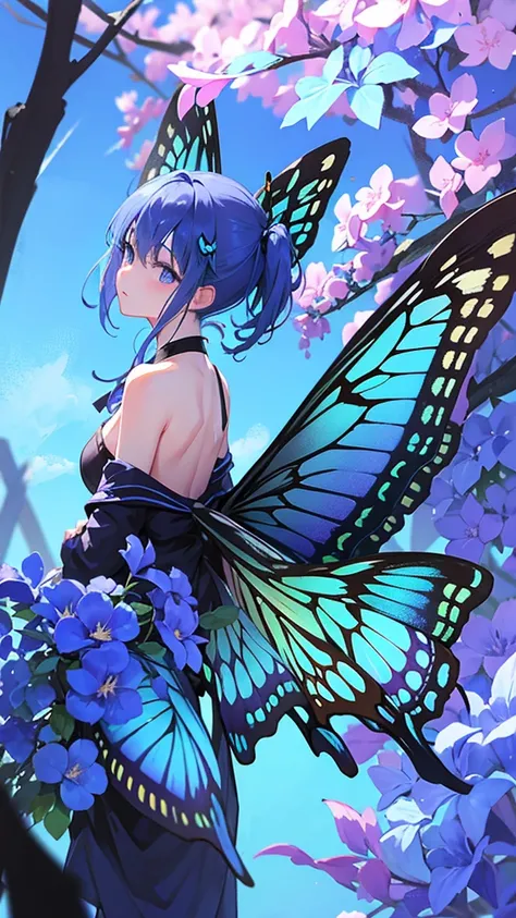 Blue and purple　swallowtail butterfly wings
