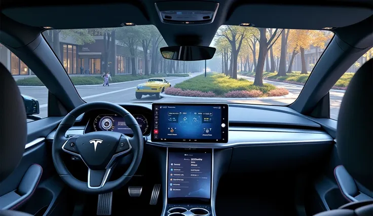 2025 Tesla model y Luxurious realistic interior view 