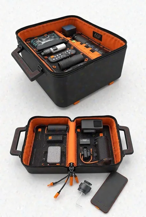 This design is for an electronics organizer or technical accessory bag designed to hold tools and devices Small ones such as chargers, cables, hard drives, speakers, and touch pens.

Design highlights:

 Materials : Made of black waterproof material, with ...