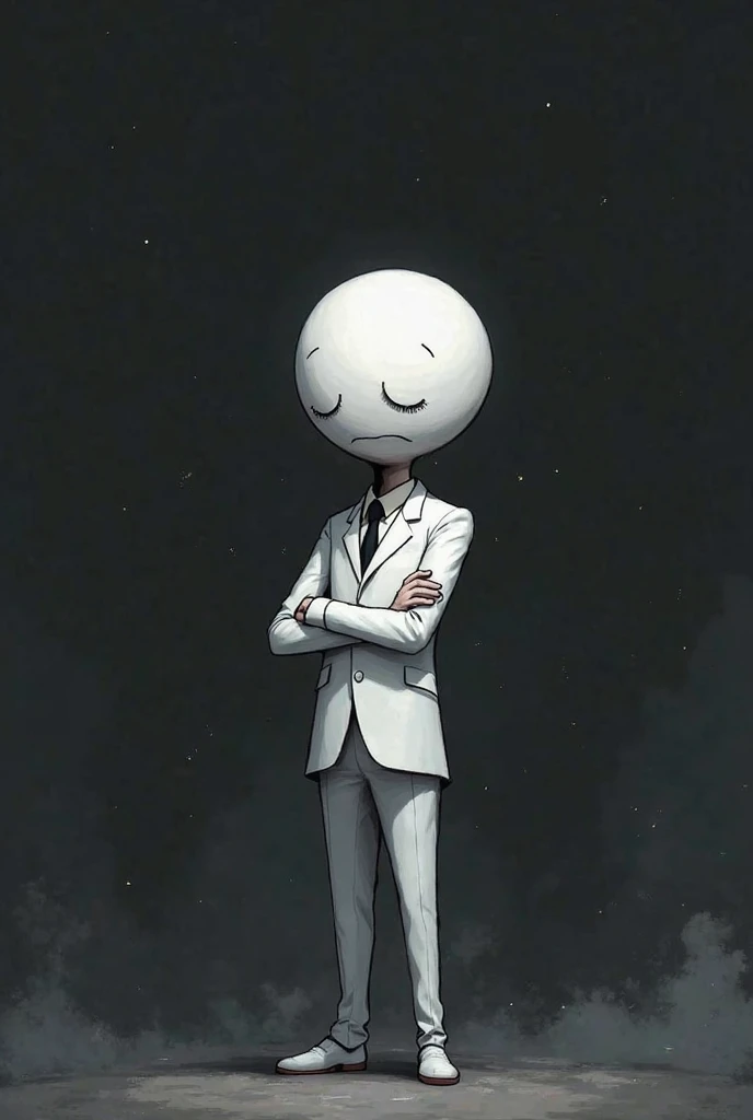 Stick figure man, dark background, man in white, frustrated, wearing a stick suit 