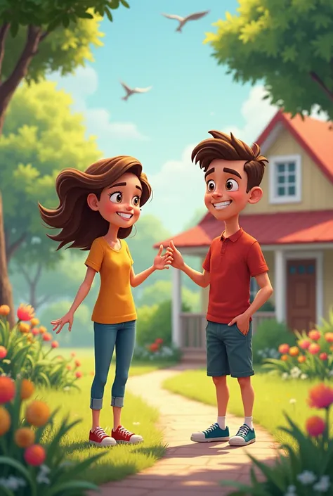 A person  : Would you like to go to the park this evening?
Two person : That sounds great!
with (house)
Animated images. Put the conversation into it.