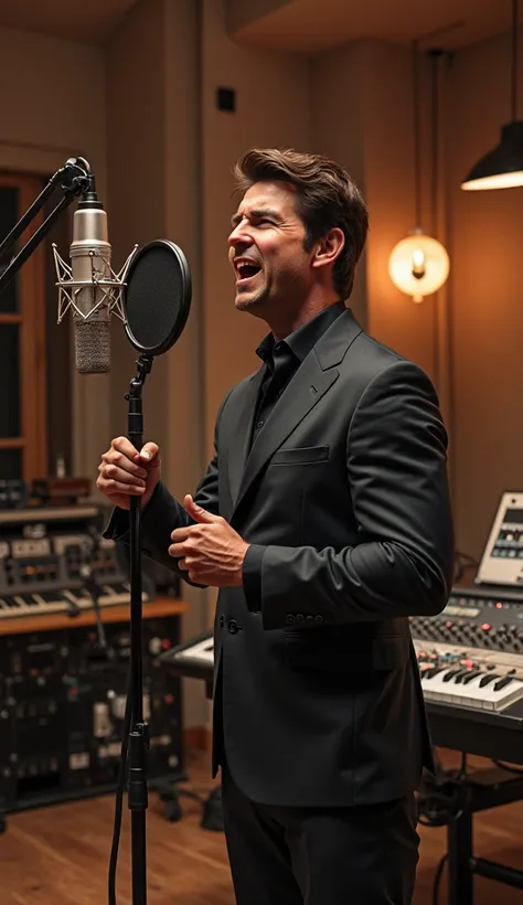 tom cruise siging a song in music studio