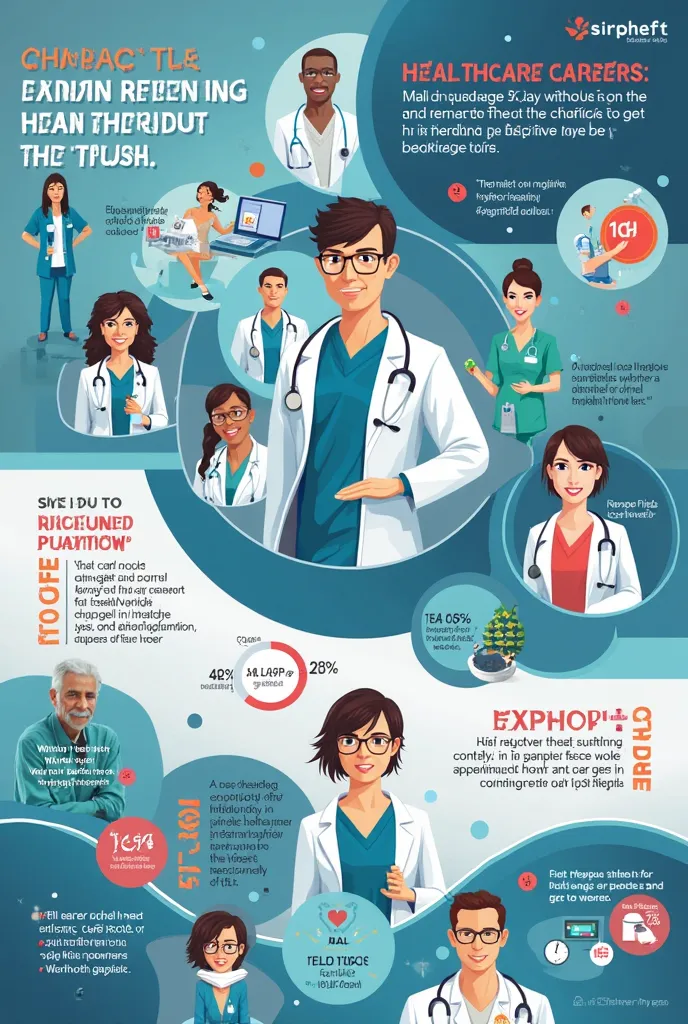 Create a poster that is colourful with informations that will really encourage people to choose health careers not just some workers, put a one short sentence on the middle 