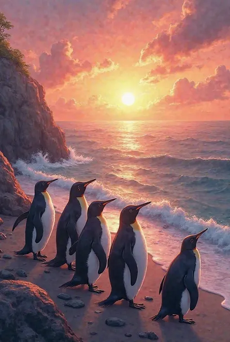 Watch the sunset with the penguins