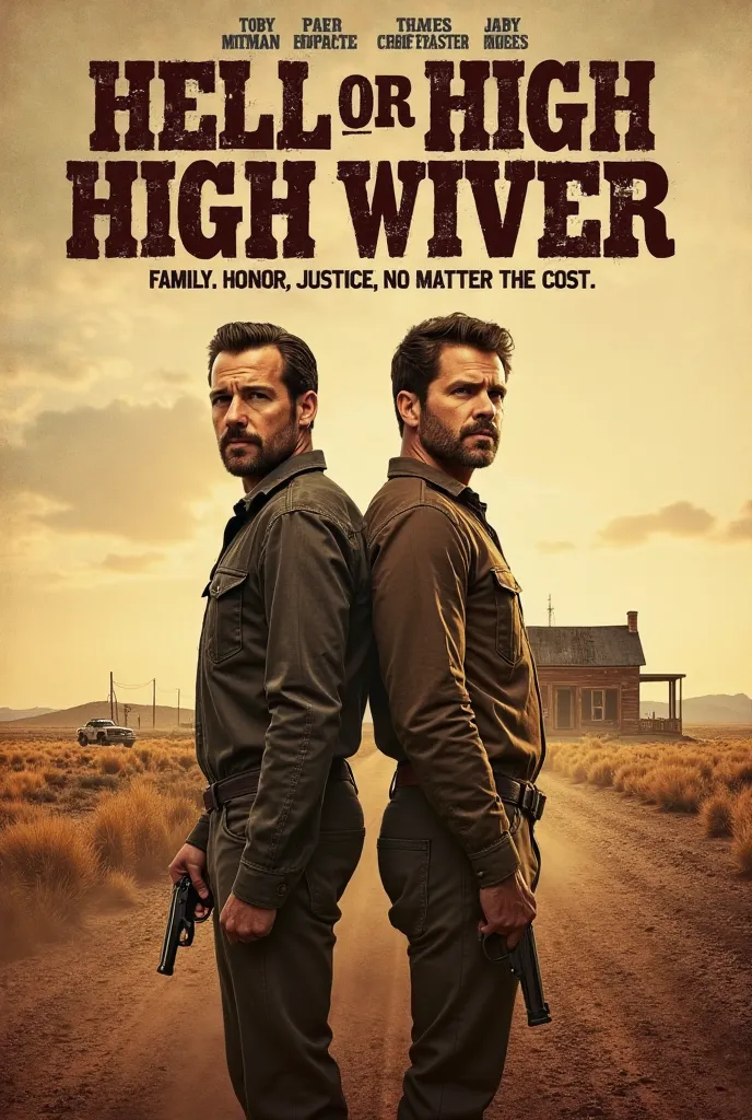 Prompt for Movie Poster Design:

Create a rugged and cinematic movie poster for Hell or High Water (2016), capturing the essence of the modern Western thriller. The poster should feature Chris Pine and Ben Foster as the two brothers, Toby and Tanner, stand...