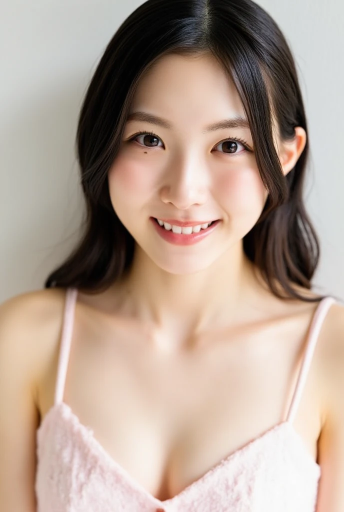  images of beautiful Japanese women、 facing the front、The beautiful collarbone and shoulders are revealed、(Nipples are not included in the angle of view、The angle of view includes the one above the chest、Beautiful cleavage)、 upper body naked、There are no s...