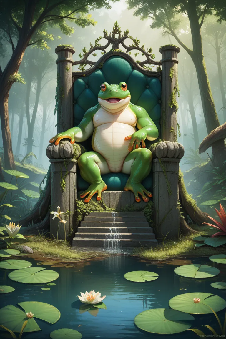 Make a giant frog in green. Frog king