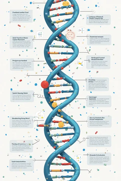 Create an infrographic about DNA. Make it creative, neat, and accurate.