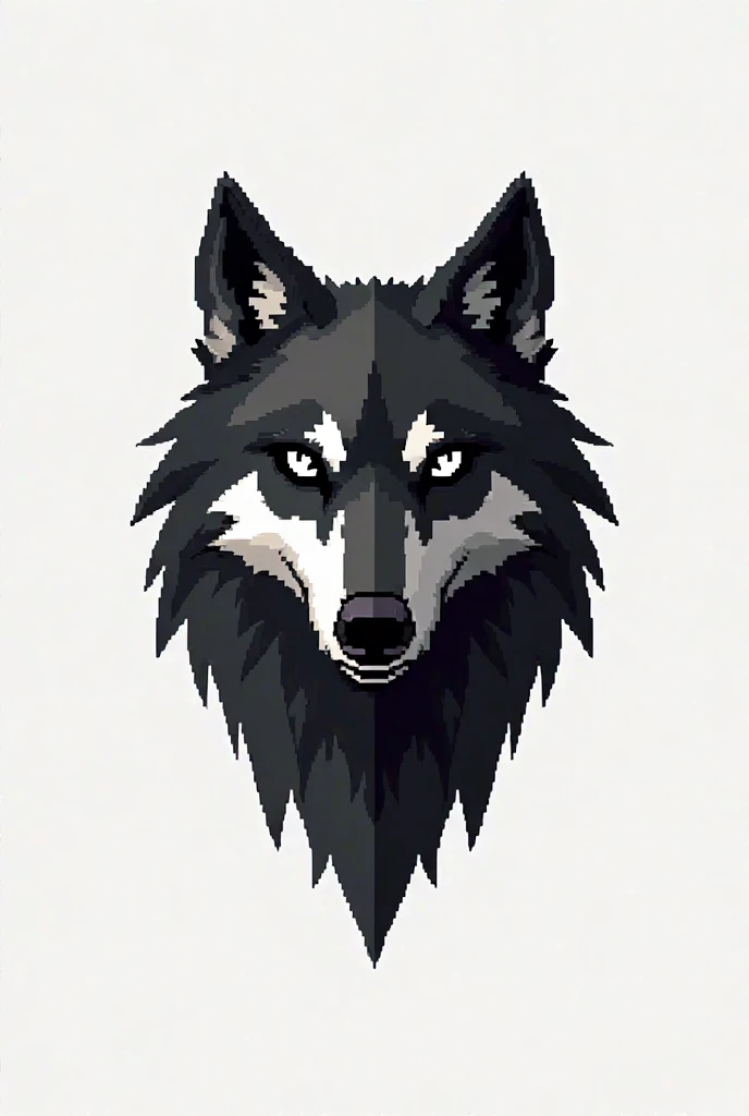 Fait moi un logo d'une tête de loup pixels noir et blanc au dessus de la tête de loup en gros il y aura écrit MaxKoRL et en dessous de la tête du loup il y aura écrit ShadowStrike en gros