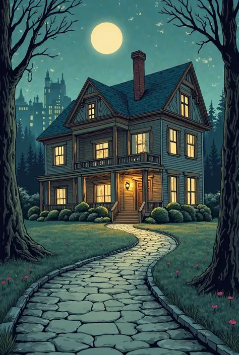 Follow the script
Now make a 20-frame comic
Here's a revised English version of the 20-panel comic adaptation of The Canterville Ghost:


--- Title: The Canterville Ghost

Panels 1—5: Arriving at the mansion and first night

1. : The appearance of Cantervi...