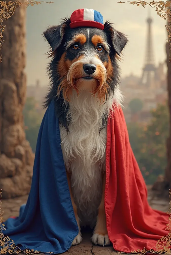 Dog with French flag