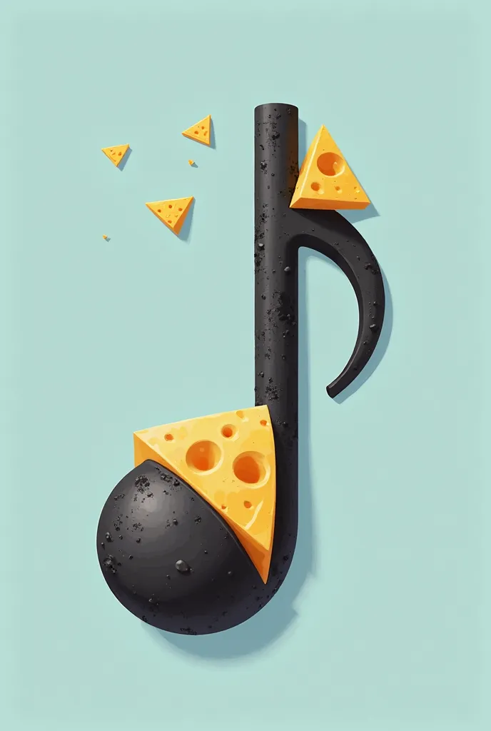 Create an avatar with the keywords **Cheese** and **Quaver**, where **Quaver** is a black eighth note and the primary keyword. **Quaver** is positioned at the center. The image has a **1:1 ratio**, a **light blue background**, and follows a **vintage style...