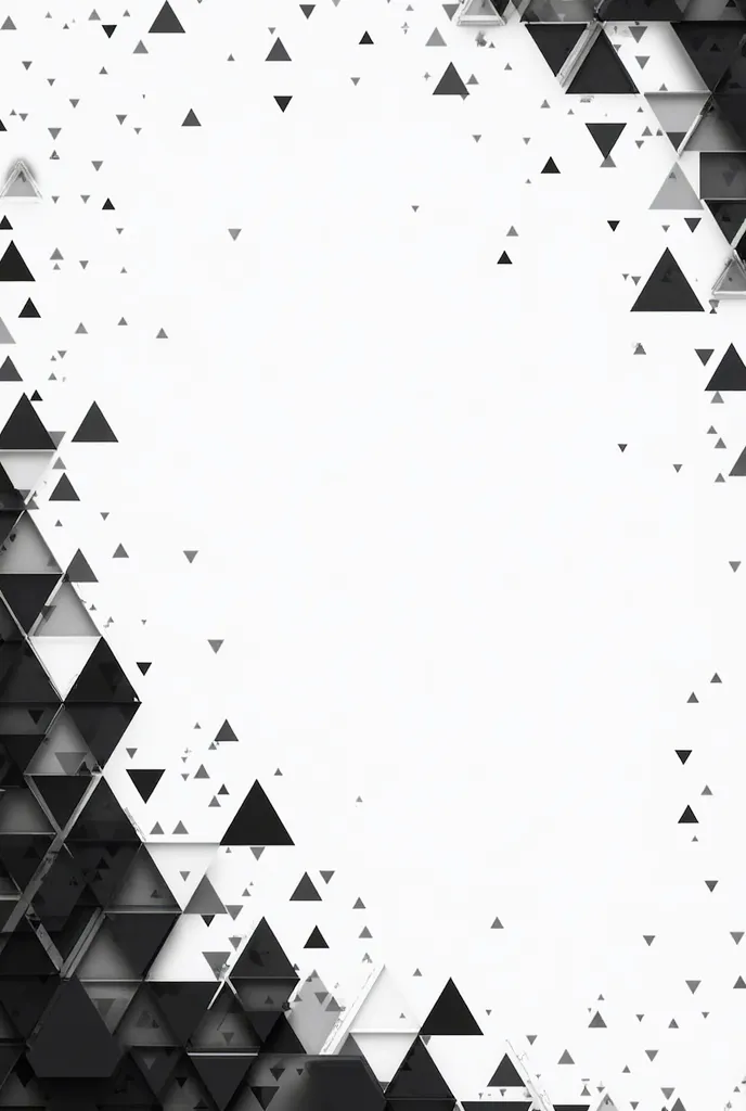 A frame of many triangles in black in a gradient from the bottom left with a white background 