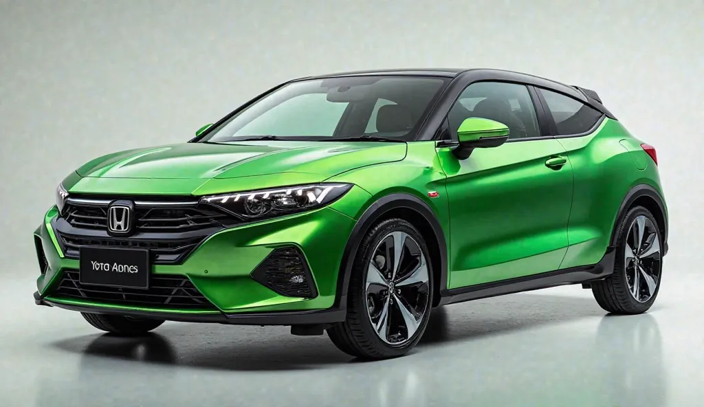 2025 Honda polo
 Front  side review Open car lights 100% Real images show in showroom green
 colour high quality medium resolution 
and name and Logo show on the car