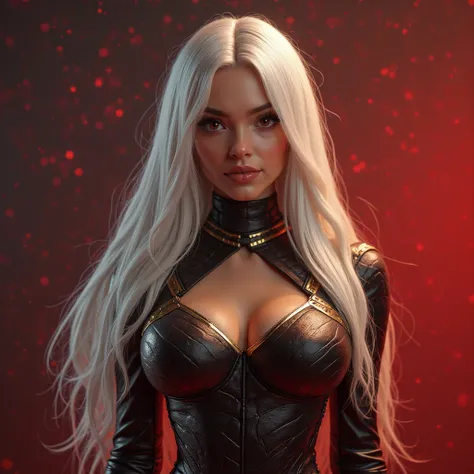 Hdr hyper-realistic extremely cinematic vividly detailed beautiful thick curvy caucasian woman with long straight platinum hair wearing a Disney's incredibles costume. 