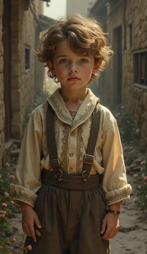  boy in old style clothes 