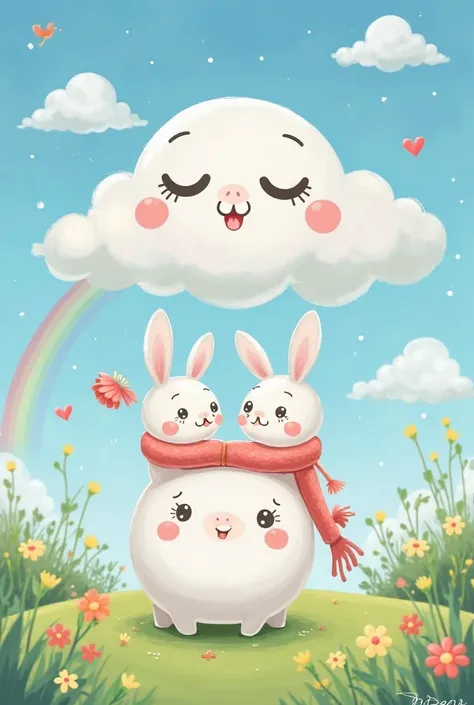 elements that should be present in the cover image:
	1.	 main character :
	• puzzle: , little rabbits. White fluff, big round eyes, smiley face. Put on a fresh scarf (, title text, such as red or pink,) for added color
• Encourage active postures, such as ...