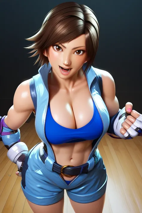 score_9, score_8_up, score_7_up,derpibooru_p_95,  source_anime, very aesthetic, anime screencap, anime coloring, 
asuka kazama, asuka kazama \(tekken\), asuka kazama tekken5 \(tekken\), 1girl, solo, breasts, looking at viewer, smile, short hair, open mouth...