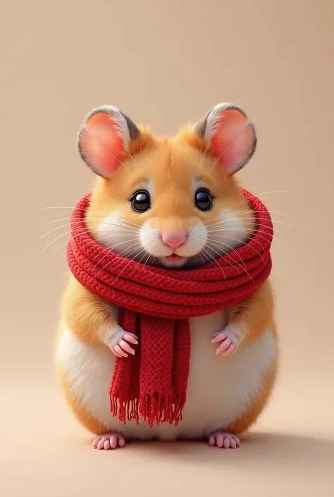 
Hamster: Create a highly detailed photorealistic image of a cute, chubby hamster, which has: Identical, symmetrical ears of a rounded shape with a pink tint. Large, shiny black eyes. Five small fingers on each paw. Fur of a uniform warm shade without spot...