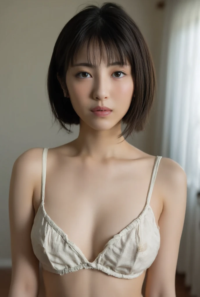 Japanese women in their 20s wear white lingerie