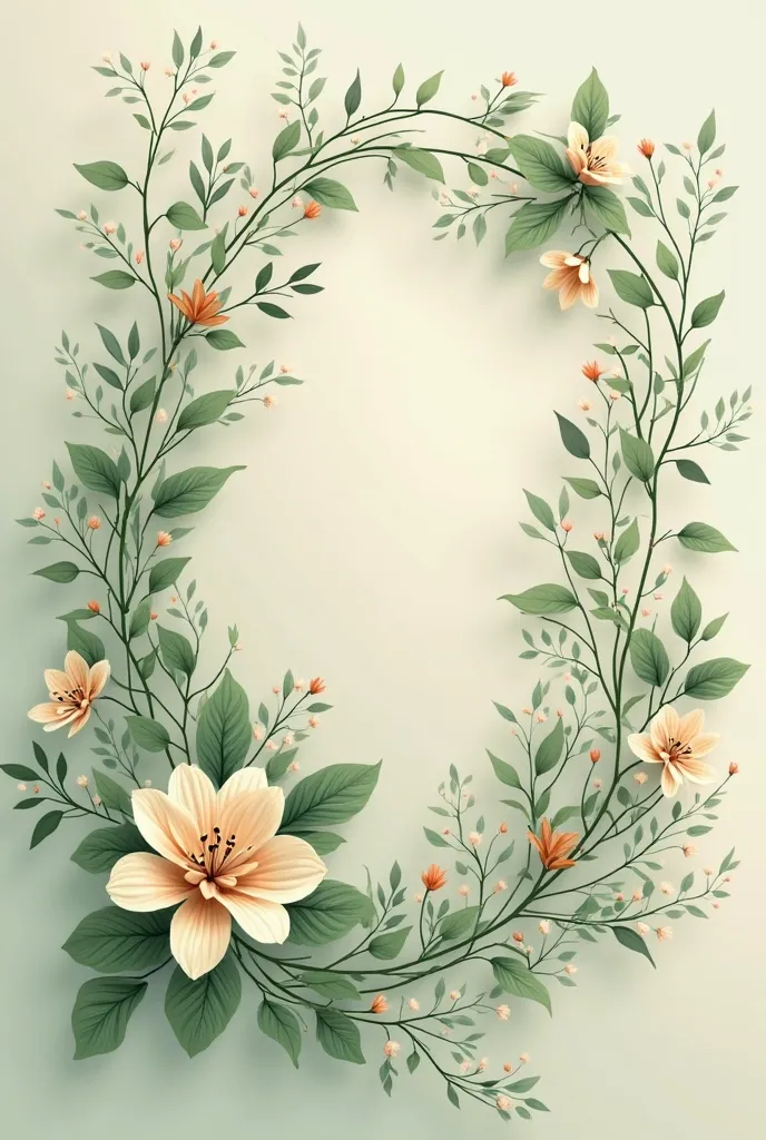 A mesmerizing abstract floral and leaves design in green and beige it should be subtle and more