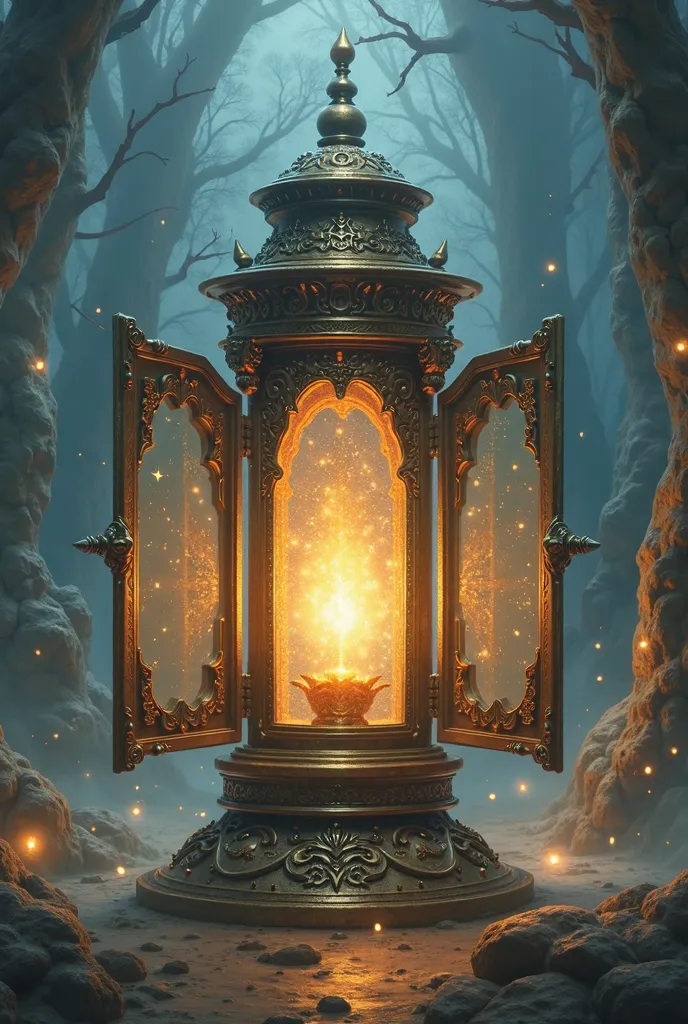 A picture of a lantern opening its doors 